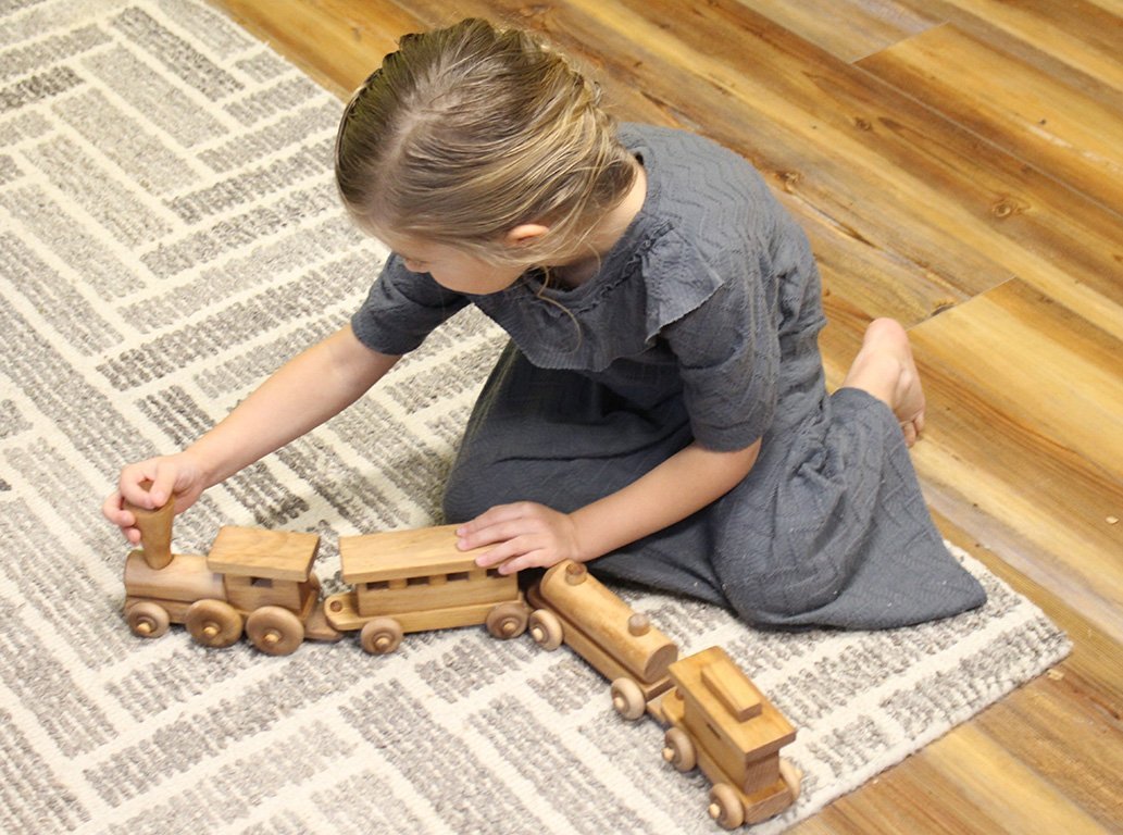 Wooden Toy Train Play Set, 24 Long, Kid-Safe Finish