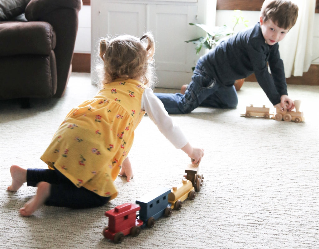 Wooden Toy Train Play Set, 24 Long, Kid-Safe Finish