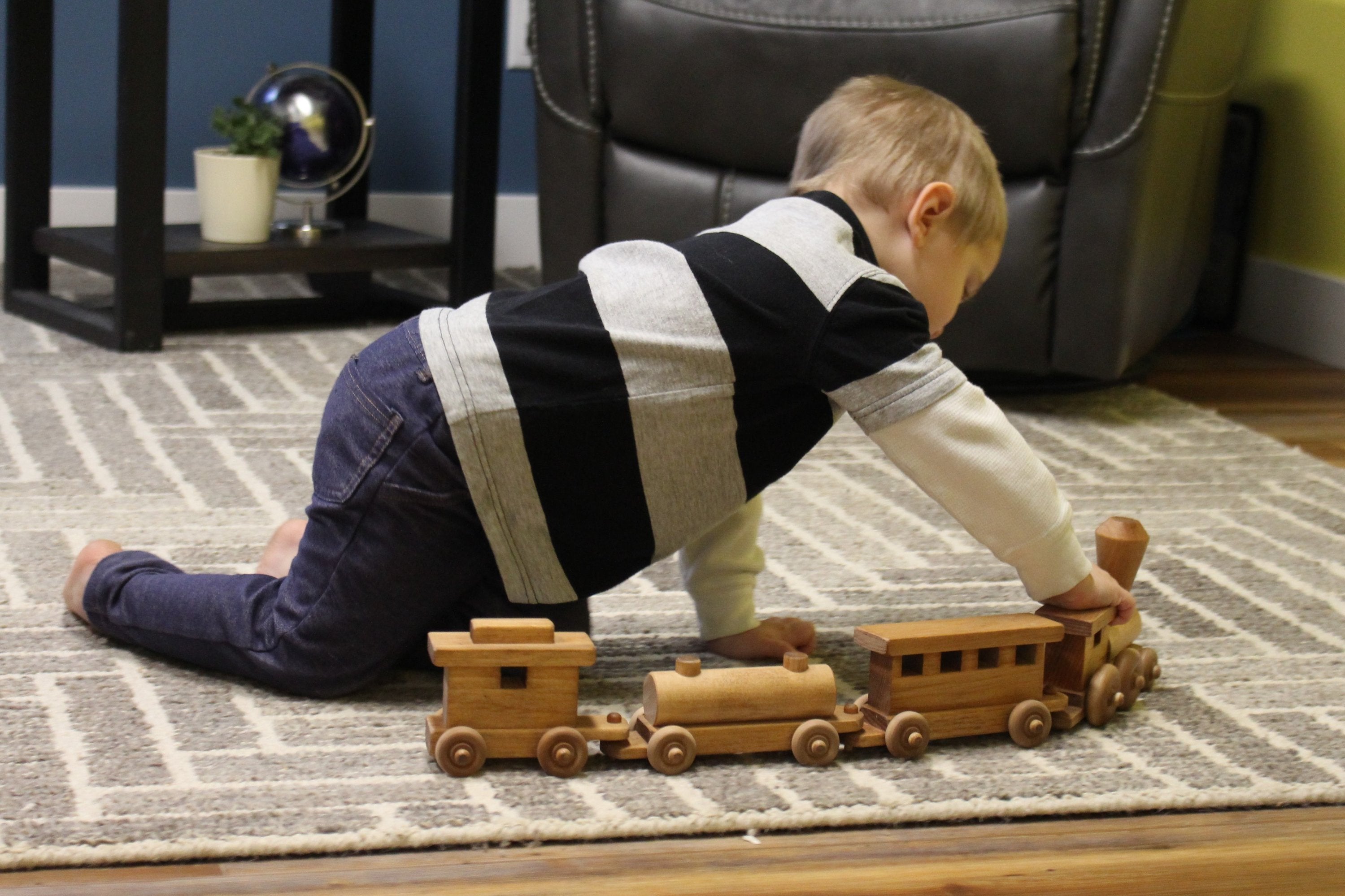 Wooden Toy Train Play Set, 24 Long, Kid-Safe Finish