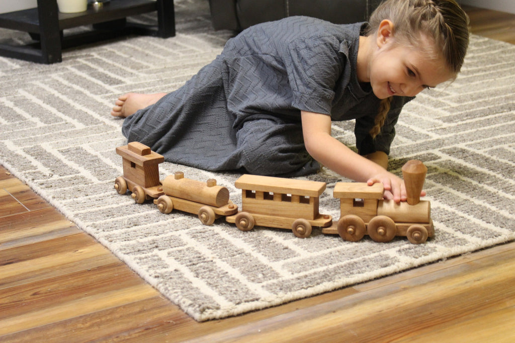 Wooden Toy Train Play Set, 24 Long, Kid-Safe Finish